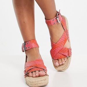 Leather Pink Espadrilles NWT